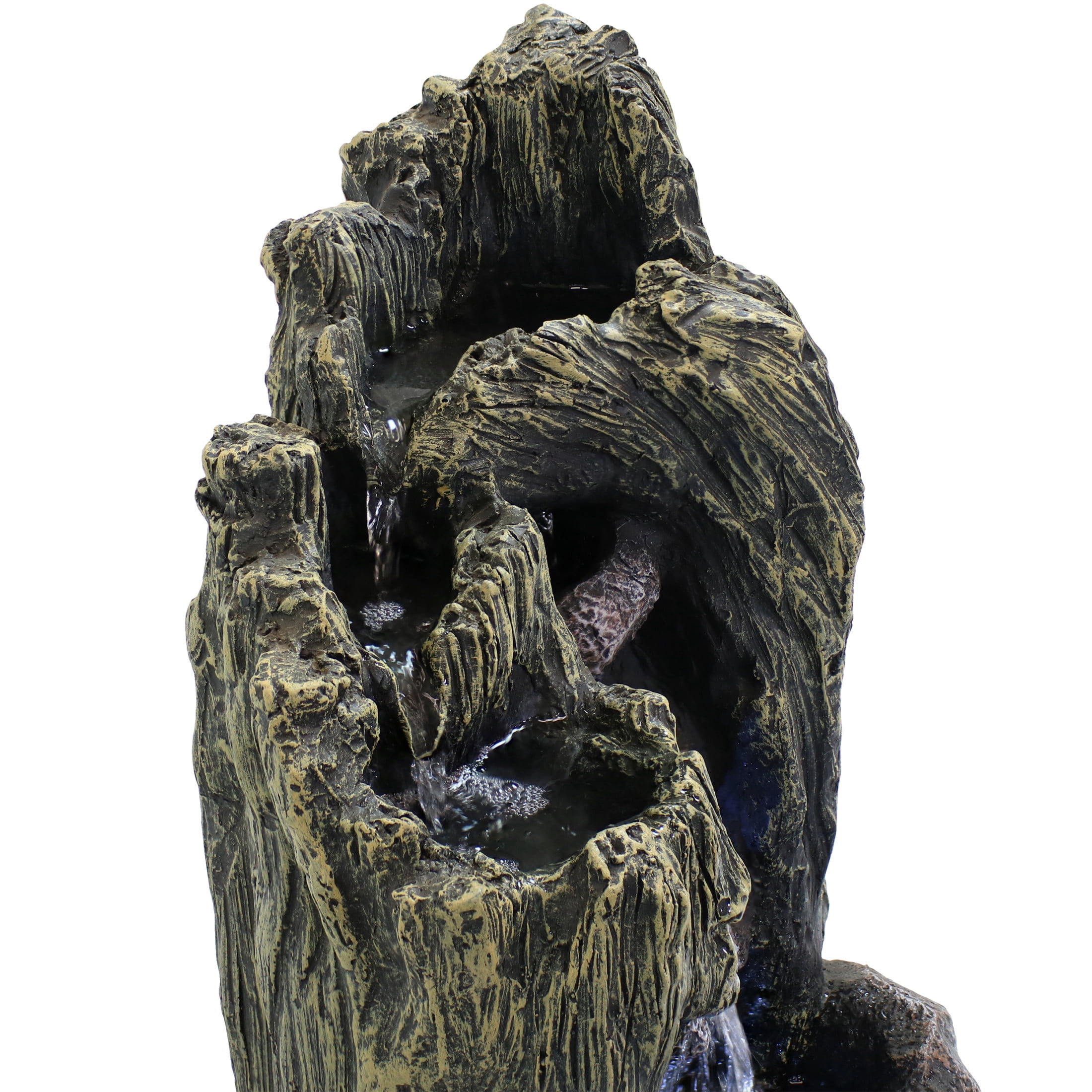 Sunnydaze Cavern of Mystery Fiberglass Concrete Outdoor Water Fountain with Lights
