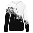 thumbnail image 3 of MPWEGNP Sweat à Capuche pour Femmes, Imprimé Patchwork, Manches Longues, Blouse Décontractée, Design Graphique, Blanc, 3 of 5