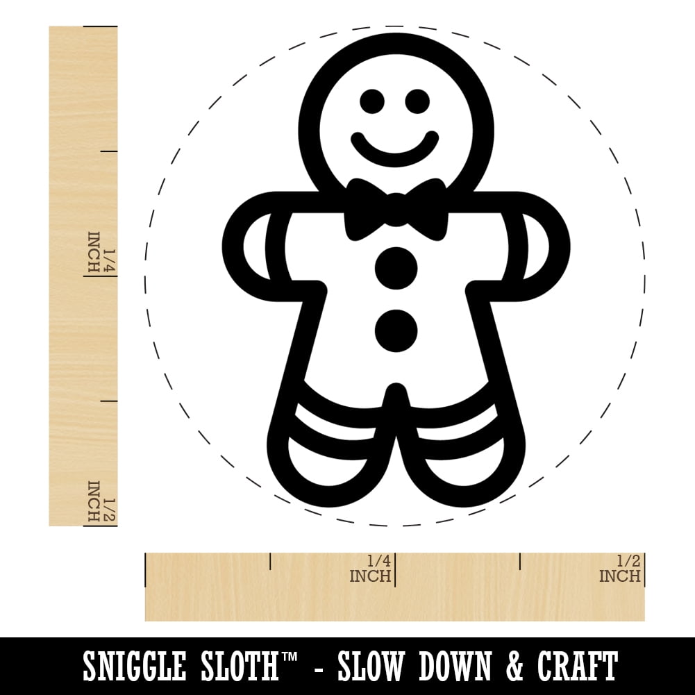 Gingerbread Man Christmas Cookie Self-Inking Rubber Stamp Ink Stamper - Dry Pad (No Ink) - Mini 1/2 Inch