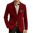thumbnail image 5 of Men's Printed Corduroy Pocket Blazer, Casual Suit Cardigan Jacket, Red, M, 5 of 6