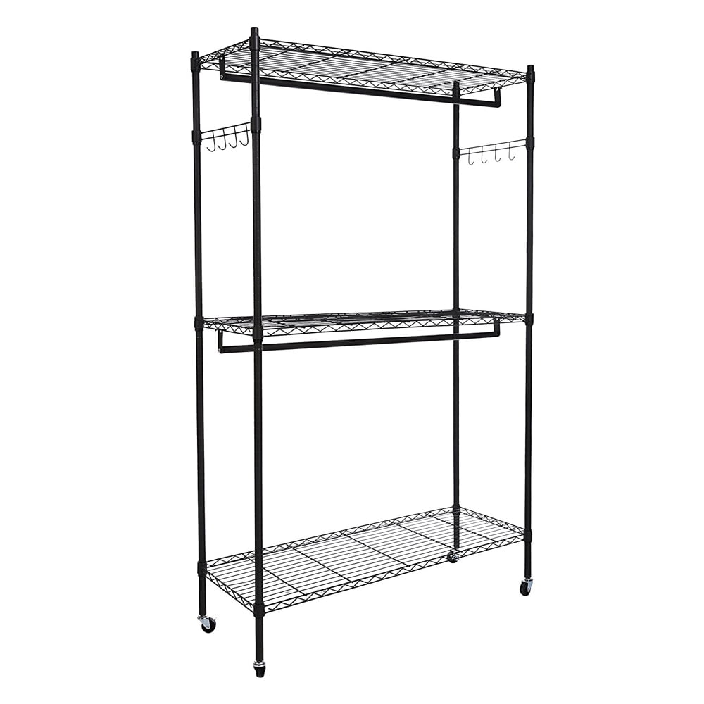 Clothes Rack Garment Rack Heavy Duty Wire Shelving Unit Hanging ...