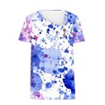 thumbnail image 4 of Dazajoo Tie Dye V Neck T Shirts for Women Dressy Casual Short Sleeve V Neck Lapel Tops 2024 Womens Fashion Slant Collar Gradient Summer Blouses,Blue,S, 4 of 5