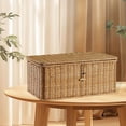 thumbnail image 1 of Canasta de almacenamiento con tapa decorativa rectangular Práctica Organizador para el hogar Bin de almacenamiento para la sala de estar de la oficina 29CMX21CMX15CM, 1 of 8