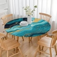 thumbnail image 3 of Blue and Gold Marble Sparkle Waves Pattern Round Fitted Tablecloth with Elastic Edge,Dining Table Cover Waterproof,Outdoor Round Tablecloth for Camping,Dining,Indoor and Outdoor, 3 of 7