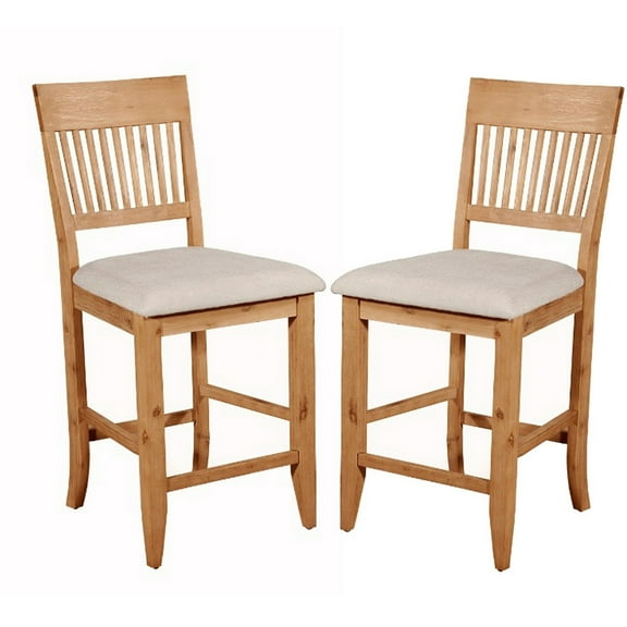 Alpine Furniture Aspen Set of 2 Pub Dining Chairs in Antique Natural (Brown)