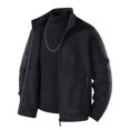 thumbnail image 3 of qafoshin Men's Fleece Jacket Oversized Long Sleeve Stand Collar Coat Casual Solid Color Full Zip Fall Winter Outerwear, 3 of 7