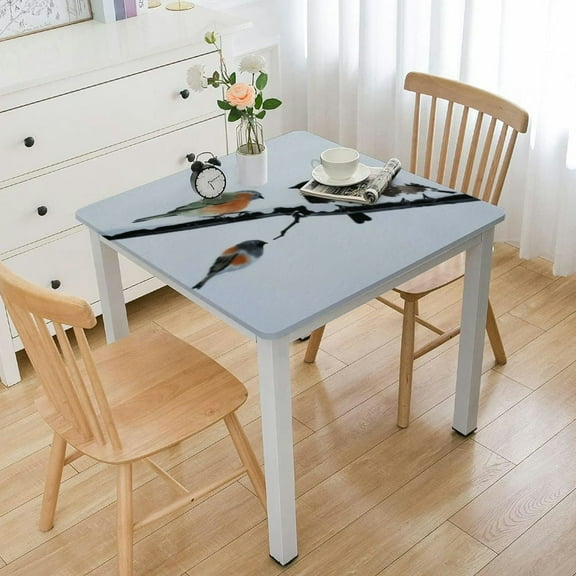 HAOXIT Oilcloth Wipeable Small Card Table for Outdoor Tables white