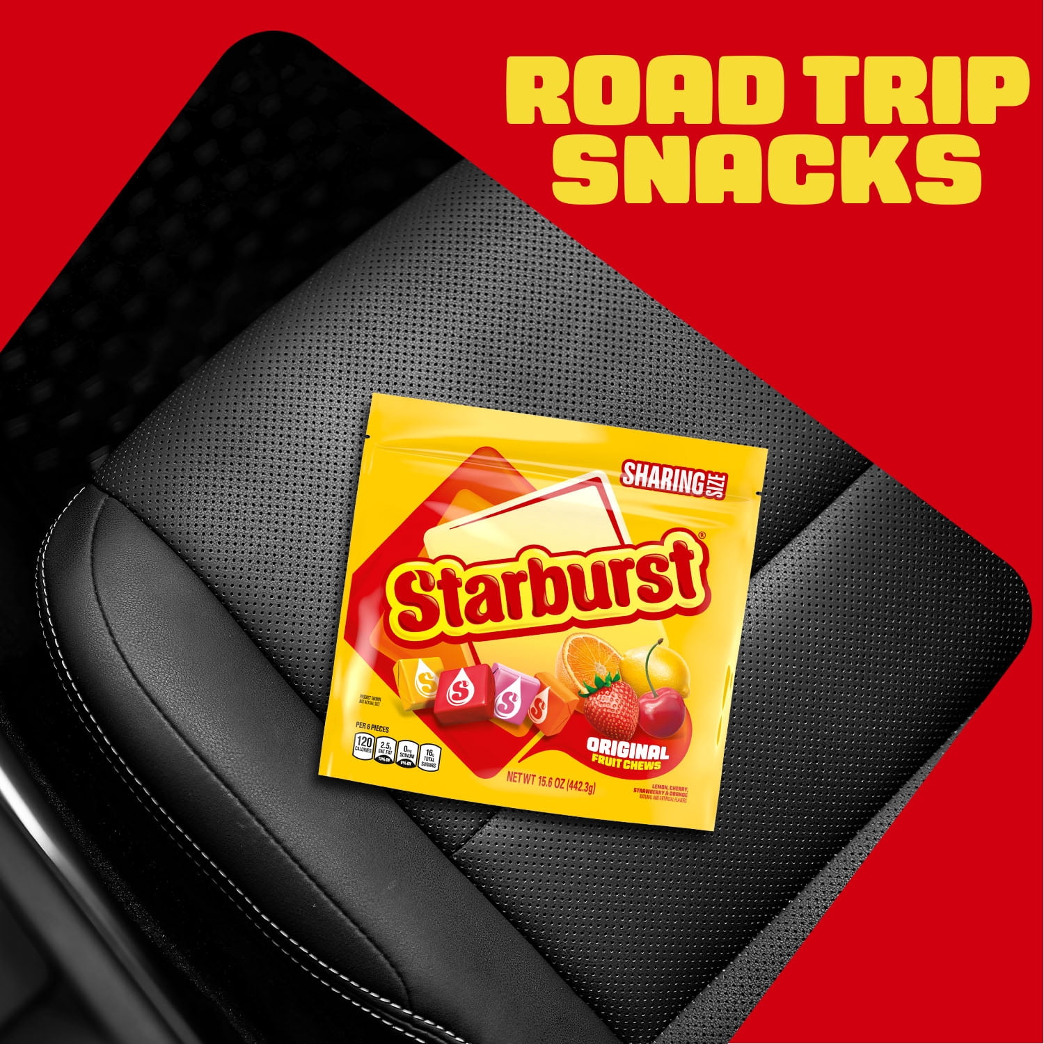 (3 pack) Starburst Original Fruit Chews Chewy Candy, Sharing Size - 15.6 oz Bag