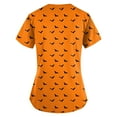 thumbnail image 4 of WonderWiz Halloween Nursing Scrub Tops for Women,Halloween Scrub Tops for Women Stretchy Short Sleeve V Neck Medical Scrubs with Pockets,Orange S, 4 of 6