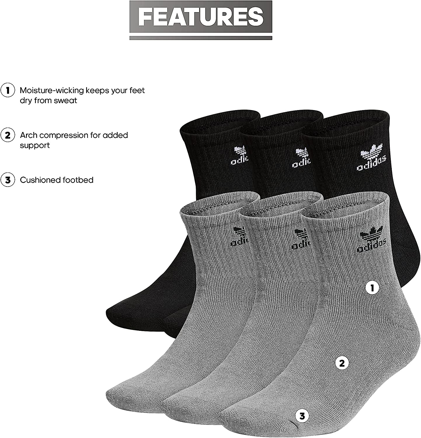 Adidas Originals Men's Trefoil Quarter Socks 6-Pack photo 6