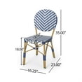 thumbnail image 5 of Outdoor French Bistro Chair Set of 2- White Blue Wicker Woven- Brown, 5 of 5