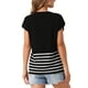 thumbnail image 3 of Chaleco de punto sin mangas de cuello redondo a rayas para mujer Inspire Chic, blusa sin mangas casual, color negro, 3 of 6