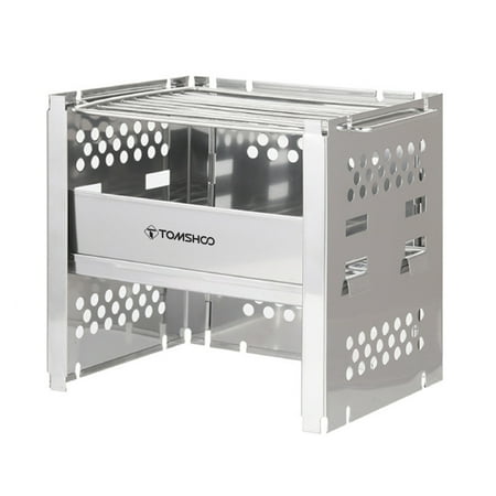 

ametoys Outdoor Stainless Steel Grill Adjustable Stand & Barbecue Grill Portable Wood Burning Camping Pot Holder BBQ Firewood Bracket Picnic Tool For Hiking Picnic BBQ Party Home Use