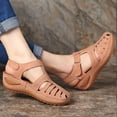 thumbnail image 6 of ZTTD Thick Sole Sandals for Women Soft Leather Closed Toe Vintage Anti Slip Sandals Thick Sole Shoes Hollow Sandals Pink, 6 of 6