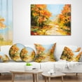 thumbnail image 4 of Designart Path in Autumn Forest - Landscape Printed Throw Pillow - 18x18, 4 of 5
