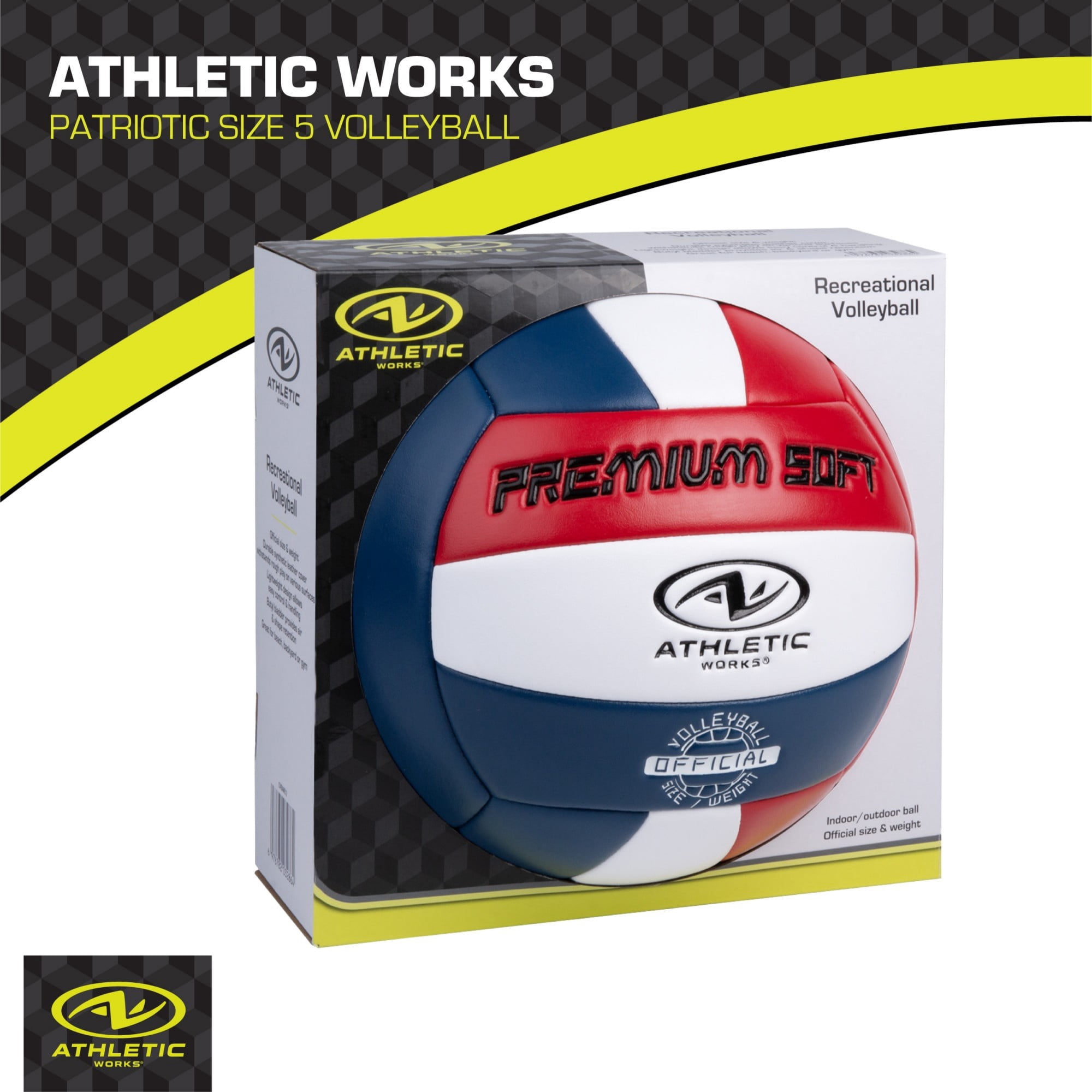 (2 pack) Athletic Works Size 5 Patriotic Volleyball for Practice or Gameplay, Official Size and Weight