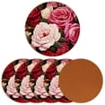 thumbnail image 2 of Rose 6PCS Microfiber Leather Round Coasters Set, 11x11 cm/4.3x4.3 in - Drink Coasters for Table, Stylish and Absorbent Cork Backing, Easy to Clean and Durable Mats for Home, 2 of 6