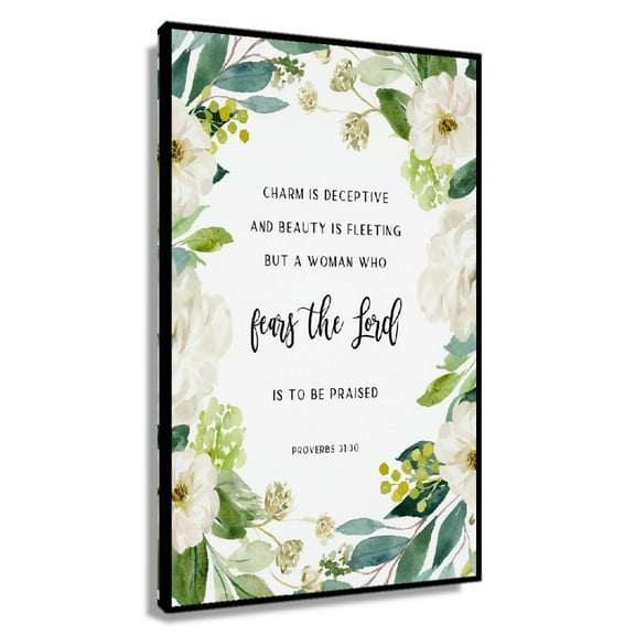 Proverbs 31 30 Bible Verse Wall Art, Printable Wall Art, Gift for Mother's Day, Scripture Poster for Bedroom Vertical Canvas Artwork Painting Panels