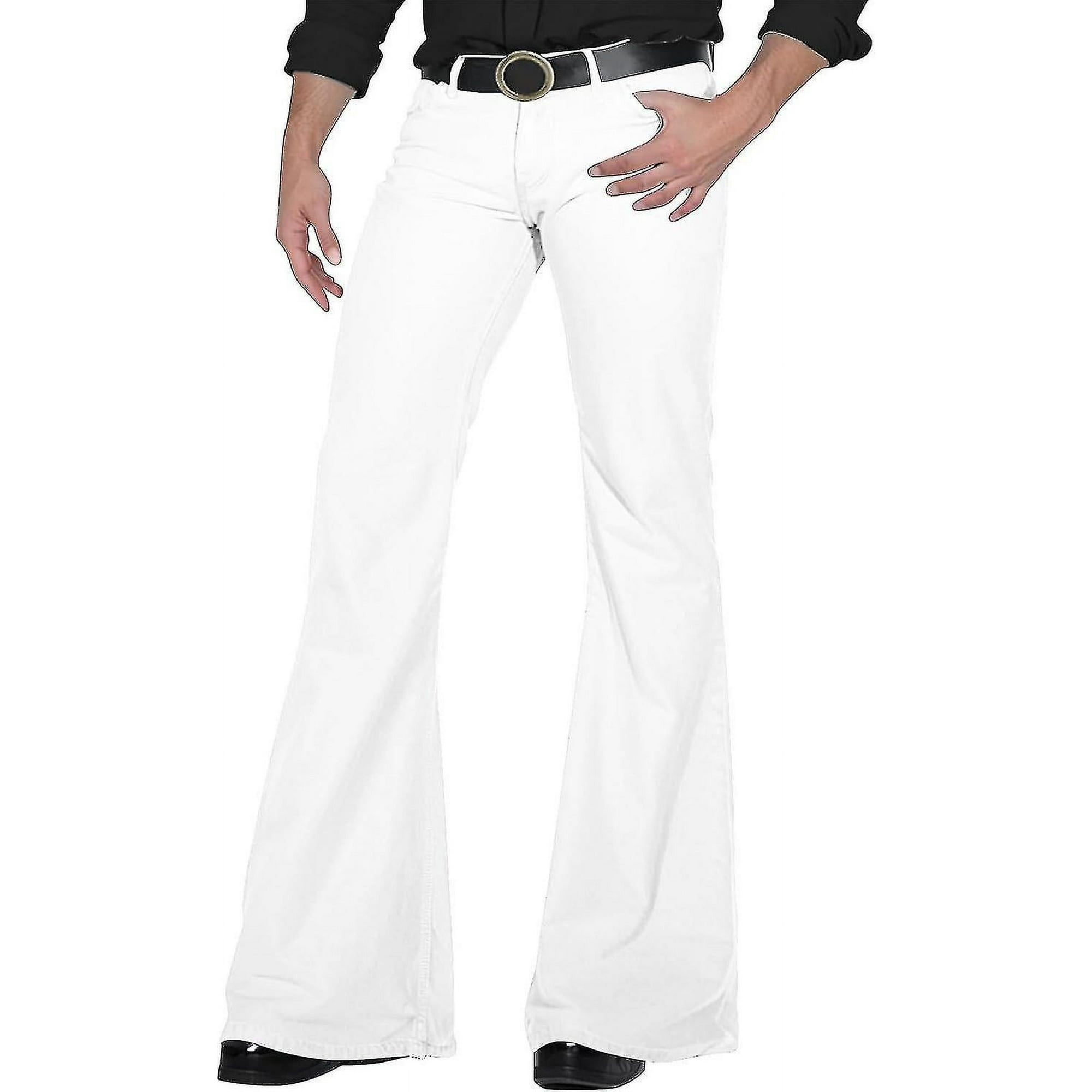 X Large A010 white 70s Disco Pants for Men Mens Bell Bottom Jeans Pants 60s 70s Bell Bottoms Vintage Denim Pants Jeans for Men G Need
