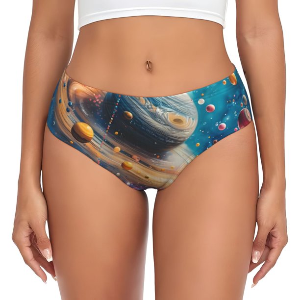 Fotbe Colorful Planet Universe Calzones Estampados para Mujer – Ropa Interior de Algodón, Cómoda, Suave y Elástica-X-Large