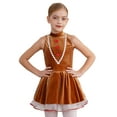 thumbnail image 3 of Doomiva Kids Girls Christmas Dance Dress Xmas Gingerbread Man Roleplay Dress Up Ballet Velvet Dance Tutu Dress Party Brown 14, 3 of 7