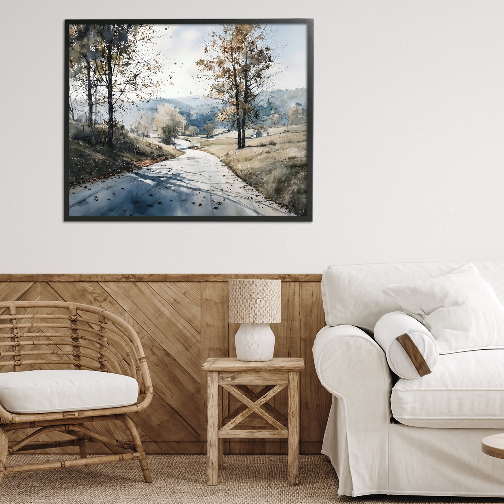 Stupell Industries Country Road in Autumn Black Framed Giclee Art, design by Franklyn Gregory