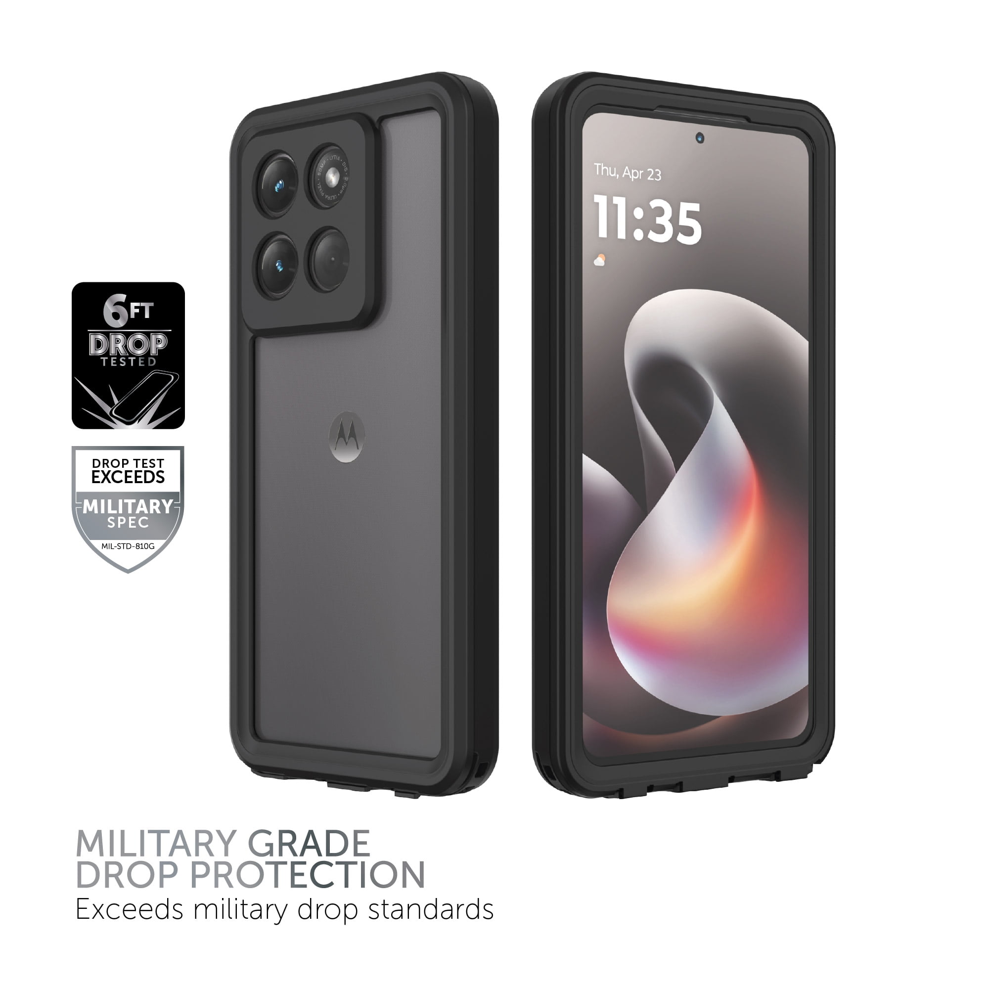 Body Glove Tidal Waterproof Phone Case for Motorola moto g STYLUS (2026 / 2025) - Clear/Black
