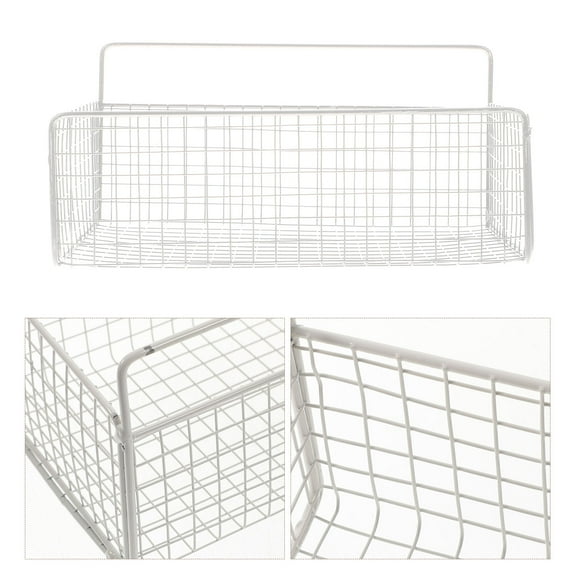 PBPBOX Over The Cabinet Door Basket White Iron Storage Organizer for Kitchen and Bathroom