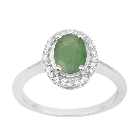1.75 Ctw Oval Shape Emerald 925 Sterling Silver Solitaire Accents Women Anniversary Ring
