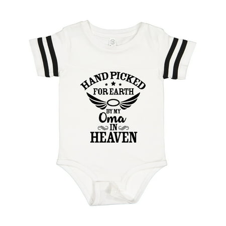 

Inktastic Handpicked for Earth by My Oma in Heaven with Angel Wings Gift Baby Boy or Baby Girl Bodysuit
