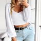 thumbnail image 1 of Top corto de corte bajo para mujer, camiseta corta de manga larga con corte bajo para mujer, top de otoño para mujer, acabado de lujo, 1 of 6