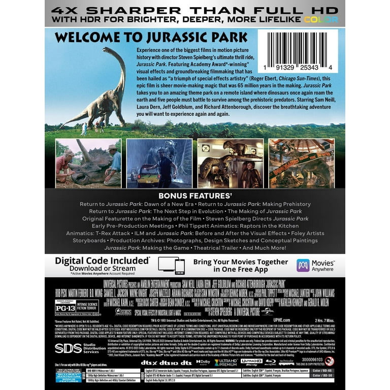 Jurassic Park (Steelbook) (4K Ultra HD + Blu-ray + Digital Copy) 