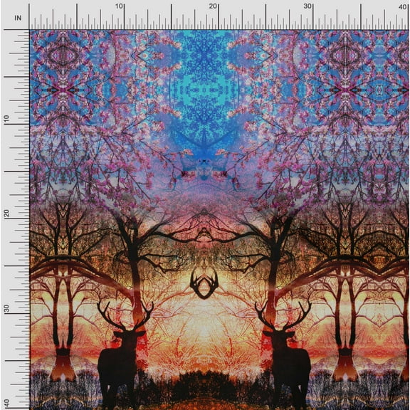 Soimoi Cotton Duck Fabric Deer Panel Decor Fabric Printed Yard 42 Inch Wide