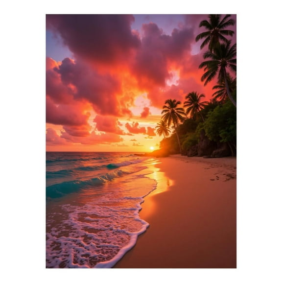 Diamond Art Kit for Adults, Tropical Beach Sunset Sky Diamond Painting for Adults Beginners, 5D DIY Diamond Art Painting Kits, Colorful Diamond Painting Craft for Home Decor 12x16