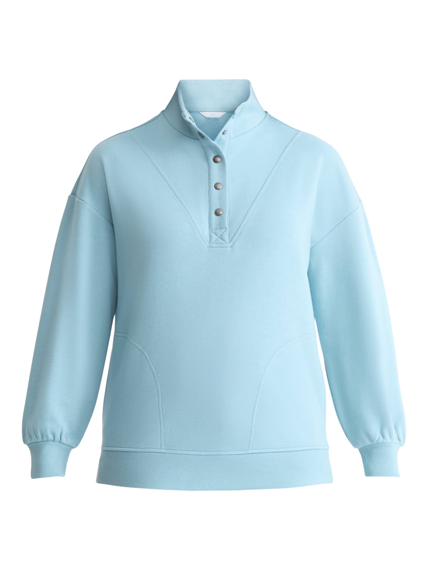 Time and Tru Women's Fashion Terry Snap Sweatshirt, Sizes XS-XXXL