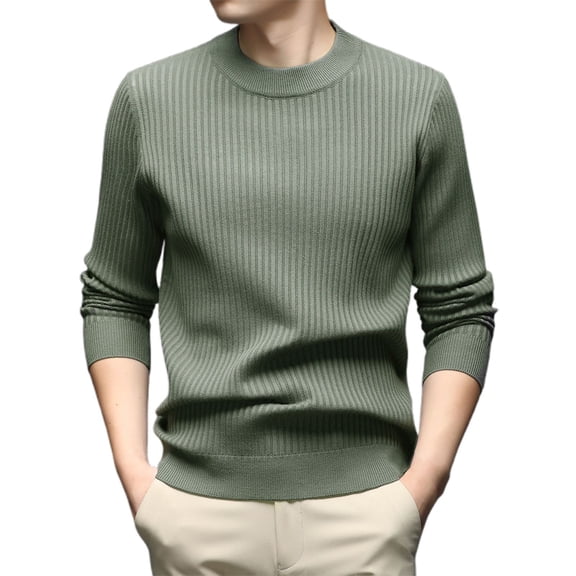 GBSYEWXS Pullover Sweater For Men Crew Neck Long Sleeve Fall Fashion Solid Color Green Sweaters