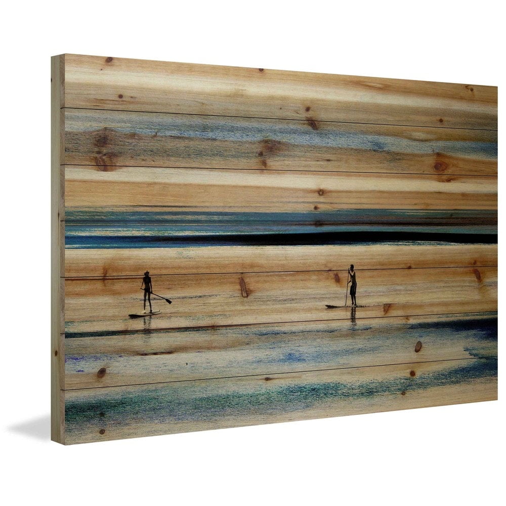 Parvez Taj Surfboard Paddling Pinewood Wall Art, 30" x 45"