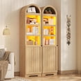 thumbnail image 2 of 72" Tall Arched Narrow Bathroom Storage Cabinet with Lights, Slim Storage Cabinet with Adjustable Shelves for Small Spaces, Oak, 2 of 8