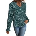 thumbnail image 4 of SLADYGLO Women Floral Print V Neck Ruffle Long Sleeve Blouse, 4 of 7