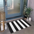thumbnail image 4 of PK.ZTopia Black and White Striped Rug 23.6 x 35.4 Inches Cotton Hand-Woven Reversible Foldable Washable Black and White Outdoor Rug Stripe for Layered Door Mats Porch/Front Door Black Rug, 4 of 9