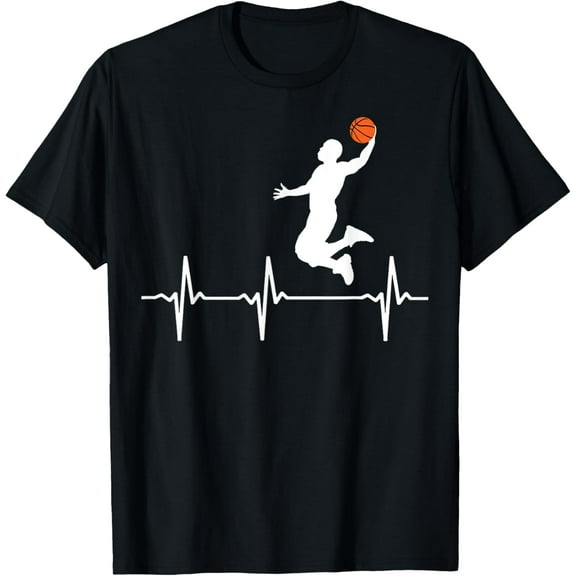 Basketball Heartbeat for Men and Boys T-ShirtMen and women, Black T-shirt, size: Extra large