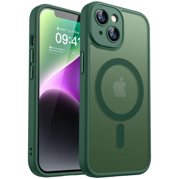 Funda magnética CANSHN para iPhone 14 6.1 - Verde oscuro