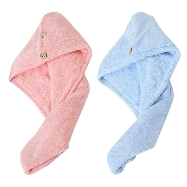 Paquete de 2 toallas para el cabello, turbante de microfibra de secado rápido, súper absorbente, toalla de microfibra para el cabello