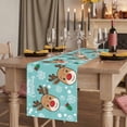 thumbnail image 2 of Table Runners 120 Inches Long Dress Scarves, Christmas Blue Farmhouse Coffee/Dining/Kitchen Table Runner for Living Room, Xmas Cute Elk Winter Leaves Cartoon Snowflake 13x120 Inch, 2 of 9