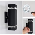 thumbnail image 3 of Lampara Exterior Pared, L&aacute;mparas de Pared Exterior IP65 Impermeable Lamparas para Exterior de Casas Pared Incluye 2 Bombillas E27, Luz LED Blanca Natural de 6000K para Iluminaci&oacute;, 3 of 8