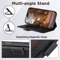 thumbnail image 4 of for iPhone 13 Flip Protective Lychee Texture PU Leather TPU Case, Stylish Wireless Charging Luxury Detachable Magnetic Card Pocket Cash Slots Shockproof Kickstand Phone Case Cover, Brown, 4 of 6