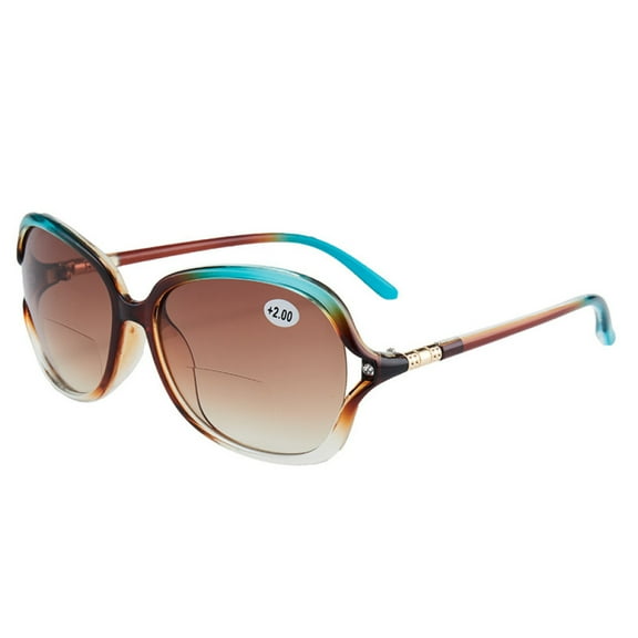 BIFOCAL Oversized Tinted Brown Sunglasses Green and Brown Reading Glasses Boutique Readers For Women  3.00