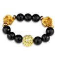 thumbnail image 1 of 7.5 in. Gold Brass Bracelet with Synthetic Onyx, Jet, 1 of 1