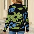 thumbnail image 4 of DailyTrove Women's Floral Print Knit Sweater, Long Sleeve, Casual Garden & Brunch Wear, Lightweight Wool Blend, Ruffled Hem, Plus Size Friendly, 4 of 4
