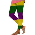 thumbnail image 2 of Visit the JURANMO Store Womens High Waist Leggings Color Block Ankle Length Mardi Gras Tight Pants Fashion Street Legging Carnival Themed Outfits Purple XL, 2 of 6